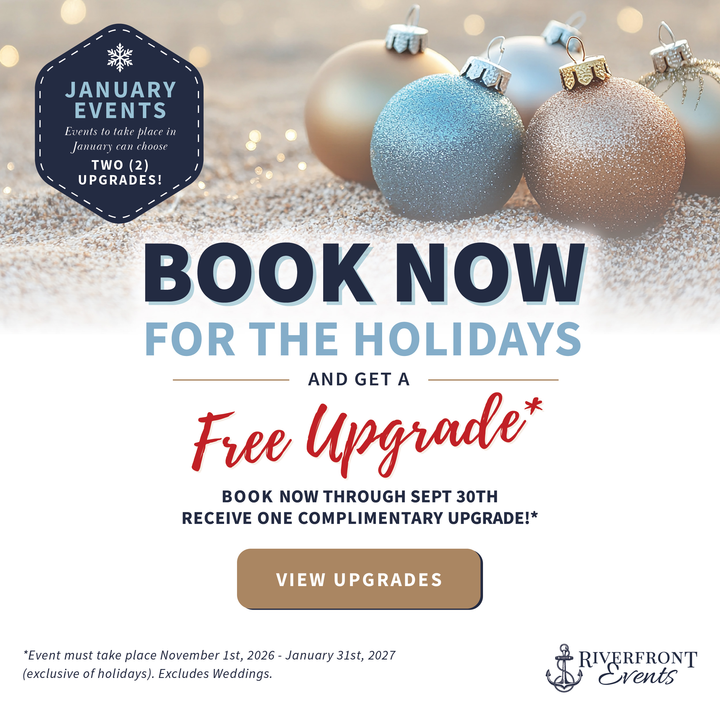 Book your event through labor day and save 